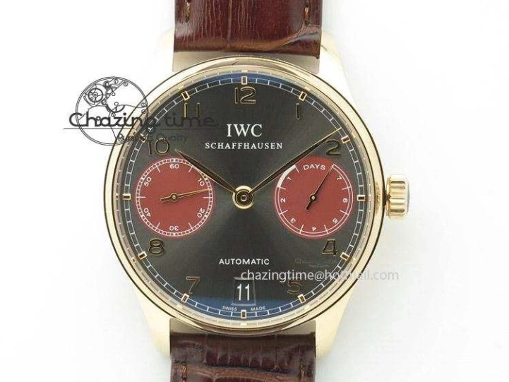 MIROTIME 1219 ModernLook Portuguese IW371445 ZF 1:1 Best Edition SS White Dial Gold Markers On Brown Leather Strap A79350 V 7269